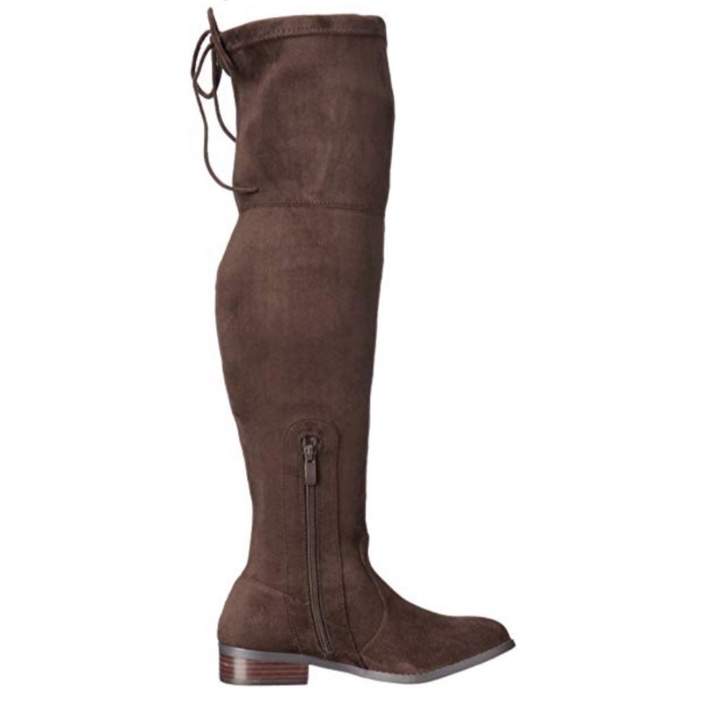 Texas Coffee Soft Over The Knee Lace Back Boots - Picture 4 of 5